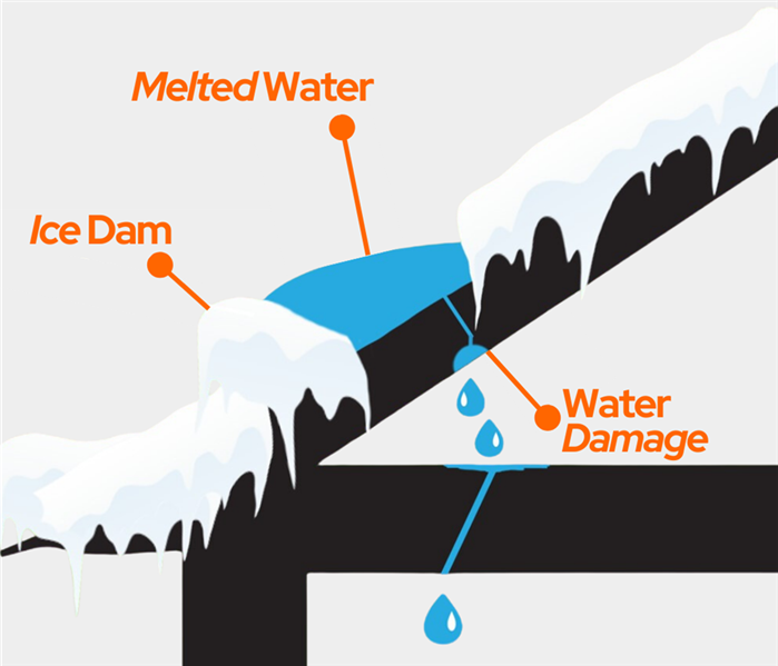 minimalist black roof outline showing damage from ice dams